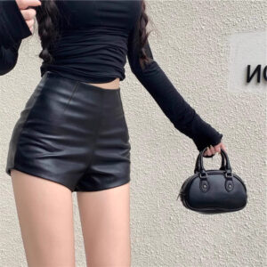 sheath leather pants sexy temperament hot girls wear new high waist shorts