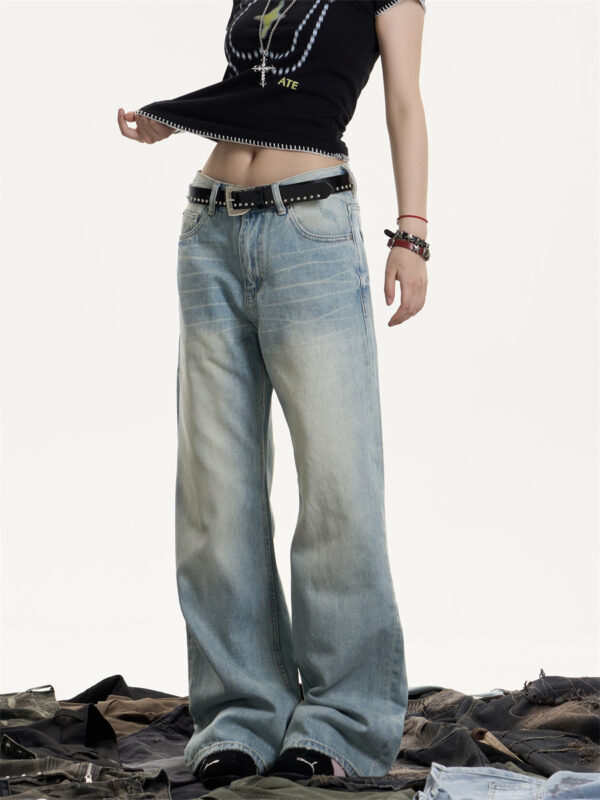 retro washed distressed jeans with whiskers female hot girl loose retro washed distressed jeans with whiskers female hot girl loose