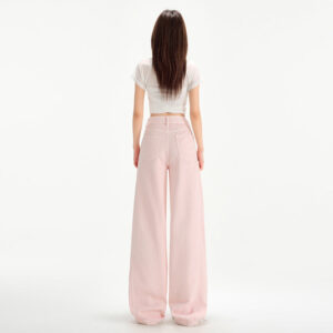 cherry blossom wide leg draping mop jeans