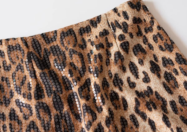 leopard print skirt a line skirt heavy industry glitter