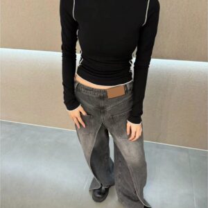 reversible washed distressed jeans for women deconstructed vintage banana pants