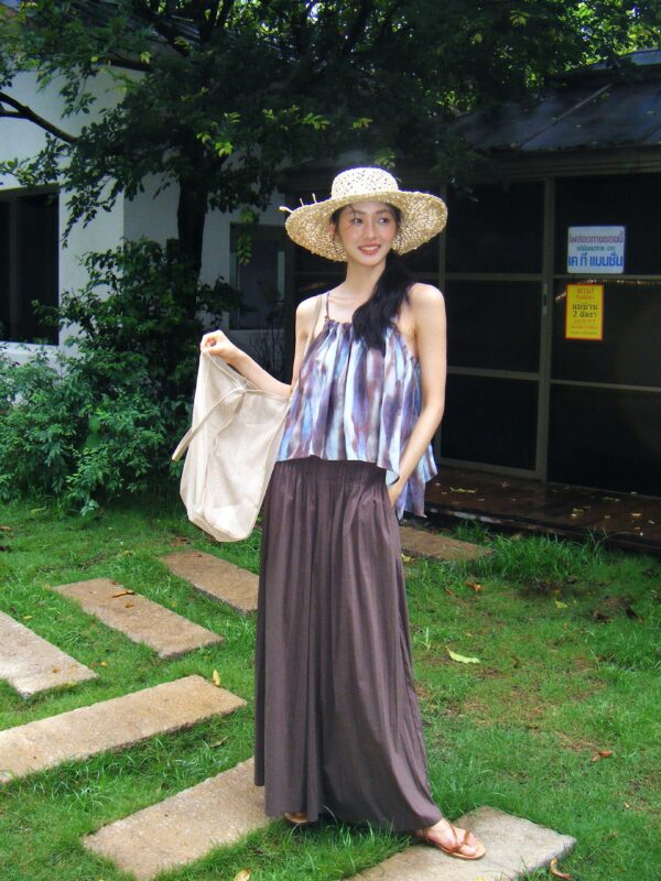 women's summer thin pleated draping casual wide leg pants