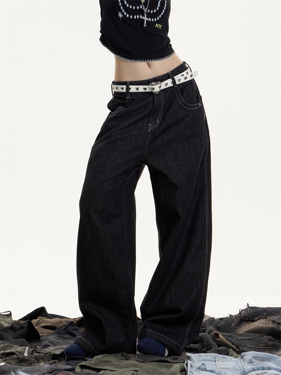 American Retro Washed Worn Jeans Women's Loose Straight C1520f7c E8e4 4c99 8524 D2a6770709fc