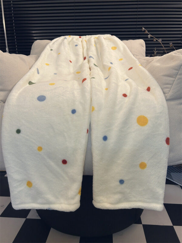 fleece lined thick coral fleece casual loose wide leg warm extra long pants