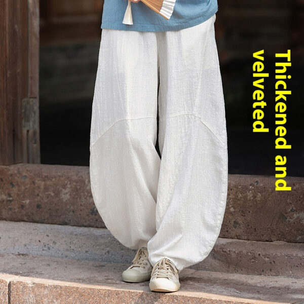 Artistic Retro Cotton And Linen Women's Distressed Loose Casual Pants - Image 29