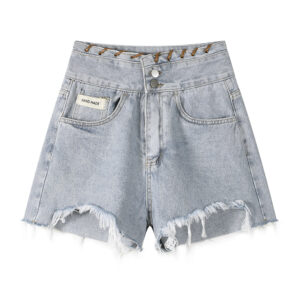 high waisted wide leg denim shorts for women