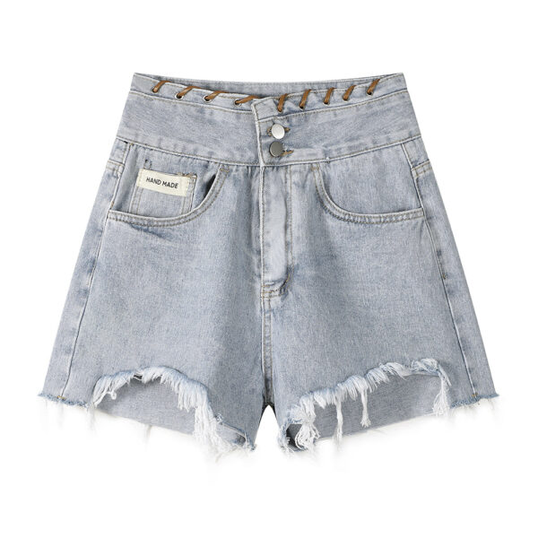 high waisted wide leg denim shorts for women