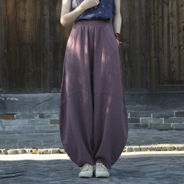 Artistic Retro Cotton And Linen Women's Distressed Loose Casual Pants - Image 3