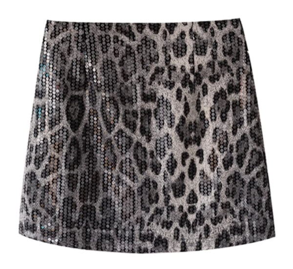 leopard print skirt a line skirt heavy industry glitter