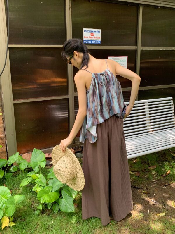 women's summer thin pleated draping casual wide leg pants