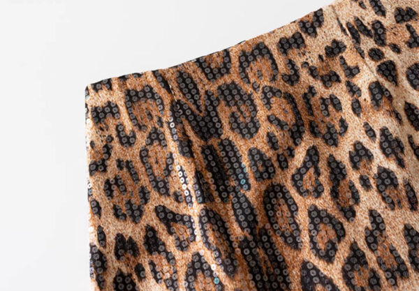 leopard print skirt a line skirt heavy industry glitter