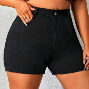 hip lifting elastic frayed edge denim shorts retro tik tok popular shorts body shaper with pockets flare jeans trendy pattern design high waist forbidden platform temu