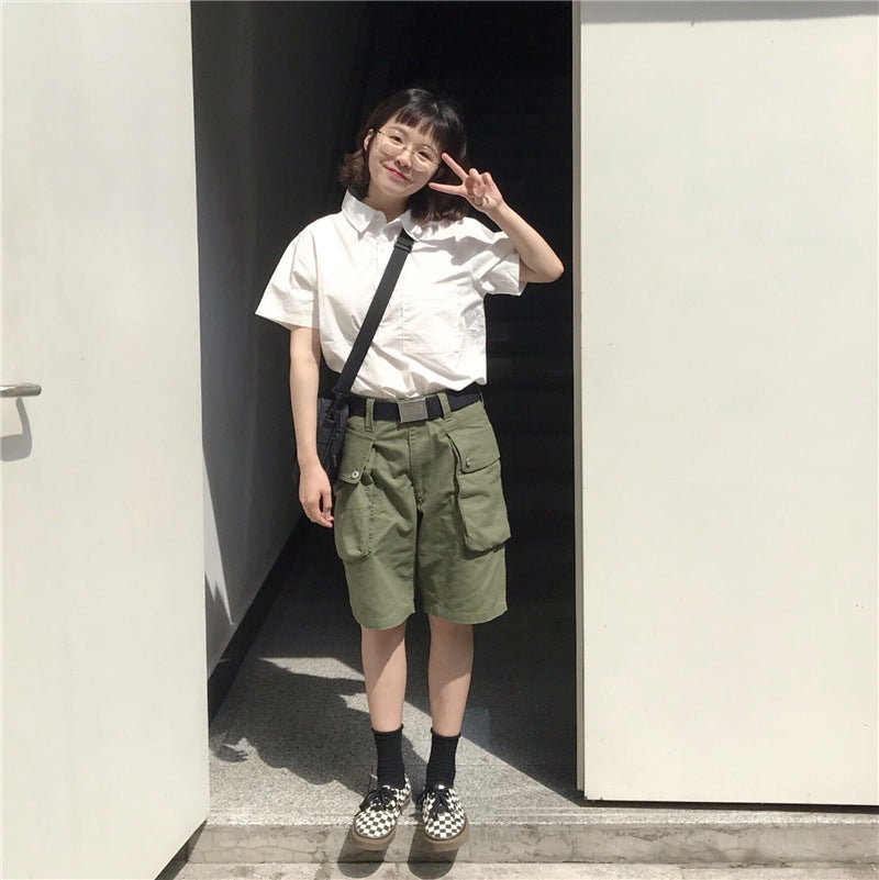 retro military uniform multi bag shorts retro military uniform multi bag shorts