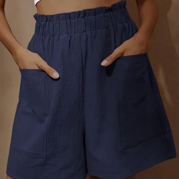 plus size women's loose wide leg cotton material pocket solid elastic high waist shorts plus size women's loose wide leg cotton material pocket solid elastic high waist shorts