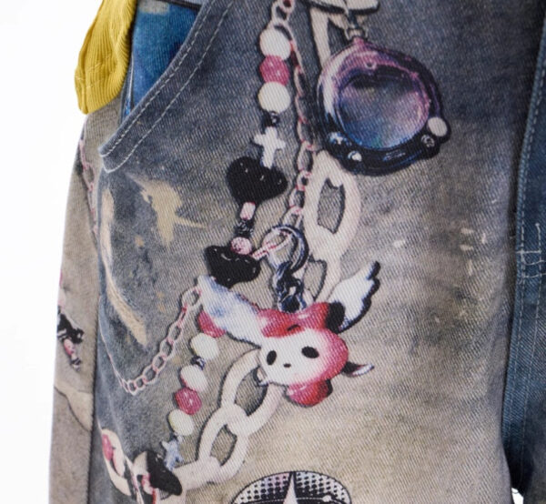 American Retro Cartoon Chain Printed Jeans - Image 4