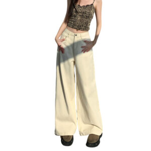 loose straight summer high waist slimming draping mopping pants