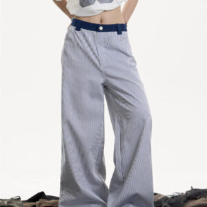 high street striped casual sports pants female