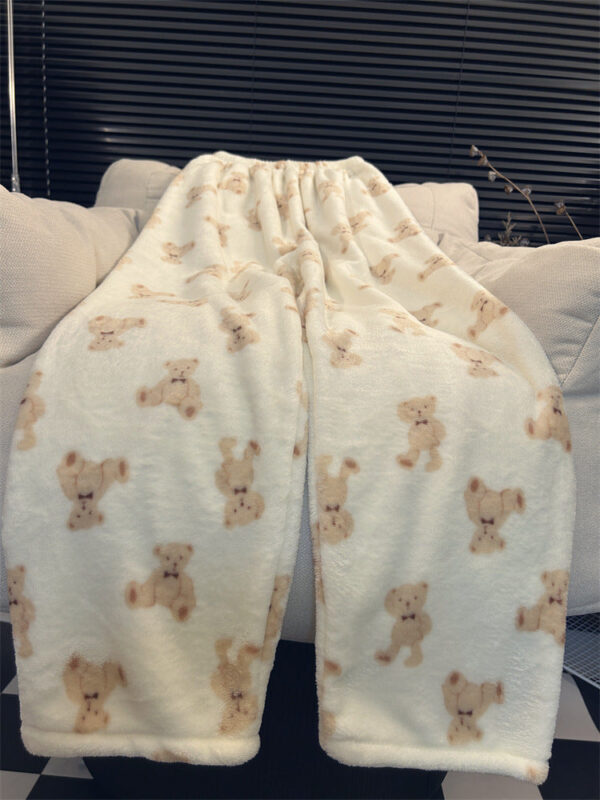 fleece lined thick coral fleece casual loose wide leg warm extra long pants