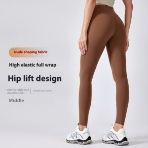 elastic high waisted trousers yoga pants belly contracting peach hip training