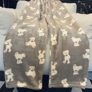 fleece lined thick coral fleece casual loose wide leg warm extra long pants