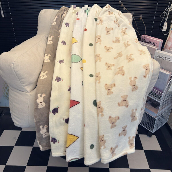 fleece lined thick coral fleece casual loose wide leg warm extra long pants