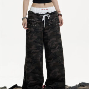 high street striped casual sports pants female
