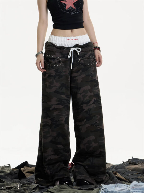 high street striped casual sports pants female