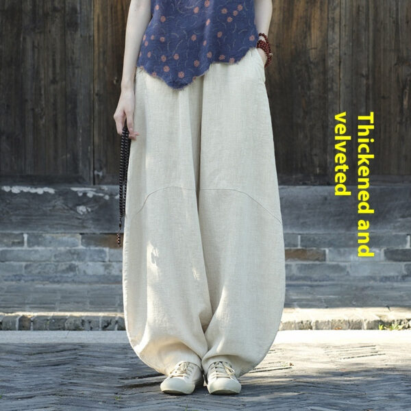 Artistic Retro Cotton And Linen Women's Distressed Loose Casual Pants - Image 24