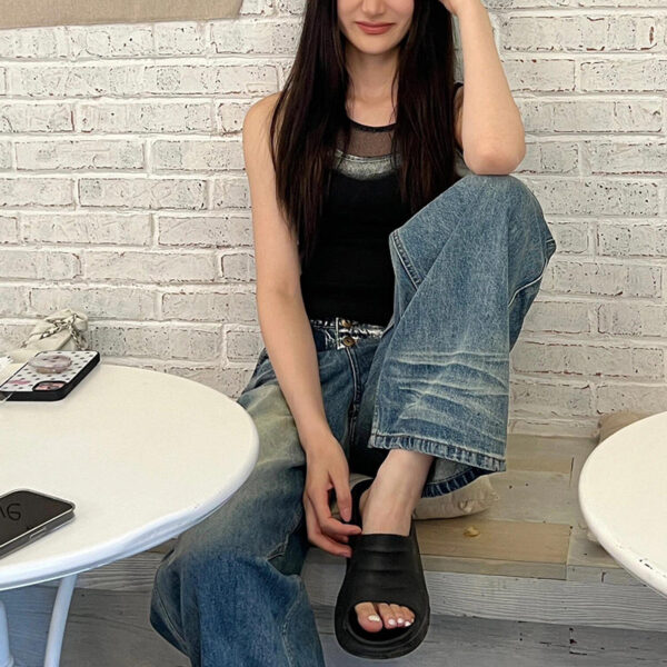 irregular waist straight design sense niche retro distressed lengthened mop pants irregular waist straight design sense niche retro distressed lengthened mop pants